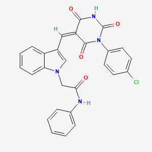 2-(3-{[1-(4-chlorophenyl)-2,4,6-trioxotetrahydro-5(2H)-pyrimidinylidene]methyl}-1H-indol-1-yl)-N-phenylacetamide