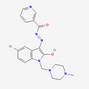 molecular formula C20H21BrN6O2 B3739506 N'-{5-bromo-1-[(4-methyl-1-piperazinyl)methyl]-2-oxo-1,2-dihydro-3H-indol-3-ylidene}nicotinohydrazide 