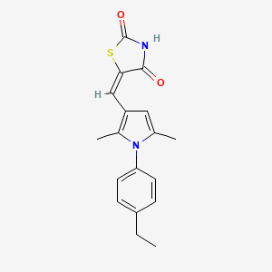 molecular formula C18H18N2O2S B3739533 5-{[1-(4-ethylphenyl)-2,5-dimethyl-1H-pyrrol-3-yl]methylene}-1,3-thiazolidine-2,4-dione 