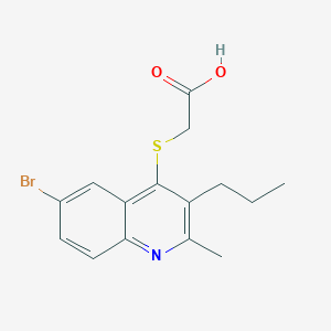 molecular formula C15H16BrNO2S B3739534 [(6-bromo-2-methyl-3-propyl-4-quinolinyl)thio]acetic acid 
