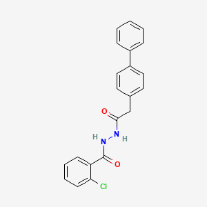 molecular formula C21H17ClN2O2 B3739540 N'-(4-biphenylylacetyl)-2-chlorobenzohydrazide 