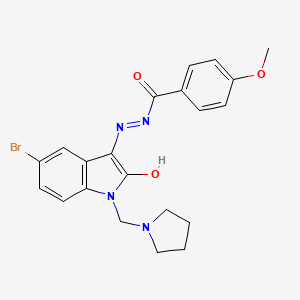molecular formula C21H21BrN4O3 B3739548 N'-[5-bromo-2-oxo-1-(1-pyrrolidinylmethyl)-1,2-dihydro-3H-indol-3-ylidene]-4-methoxybenzohydrazide 