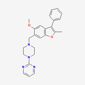 molecular formula C25H26N4O2 B3739577 2-{4-[(5-methoxy-2-methyl-3-phenyl-1-benzofuran-6-yl)methyl]-1-piperazinyl}pyrimidine 