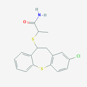 molecular formula C17H16ClNOS2 B373958 2-[(2-Chloro-10,11-dihydrodibenzo[b,f]thiepin-10-yl)sulfanyl]propanamide 