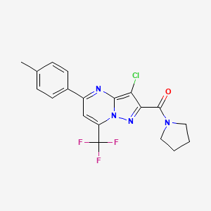 3-chloro-5-(4-methylphenyl)-2-(1-pyrrolidinylcarbonyl)-7-(trifluoromethyl)pyrazolo[1,5-a]pyrimidine