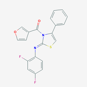molecular formula C20H12F2N2O2S B373974 2,4-Difluoro-N-(3-(3-furoyl)-4-phenyl-1,3-thiazol-2(3H)-ylidene)aniline 