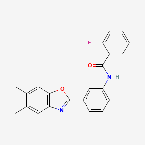 N-[5-(5,6-dimethyl-1,3-benzoxazol-2-yl)-2-methylphenyl]-2-fluorobenzamide