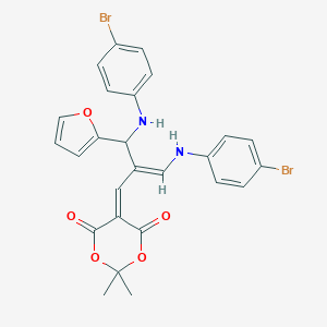 molecular formula C26H22Br2N2O5 B373978 5-{3-(4-Bromoanilino)-2-[(4-bromoanilino)(2-furyl)methyl]-2-propenylidene}-2,2-dimethyl-1,3-dioxane-4,6-dione 