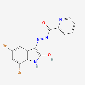 N'-(5,7-dibromo-2-oxo-1,2-dihydro-3H-indol-3-ylidene)-2-pyridinecarbohydrazide