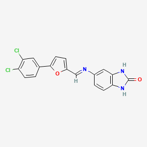 molecular formula C18H11Cl2N3O2 B3739902 5-({[5-(3,4-dichlorophenyl)-2-furyl]methylene}amino)-1,3-dihydro-2H-benzimidazol-2-one 