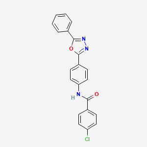 molecular formula C21H14ClN3O2 B3739995 4-chloro-N-[4-(5-phenyl-1,3,4-oxadiazol-2-yl)phenyl]benzamide 