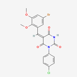 molecular formula C19H14BrClN2O5 B3740015 5-(5-bromo-2,3-dimethoxybenzylidene)-1-(4-chlorophenyl)-2,4,6(1H,3H,5H)-pyrimidinetrione 