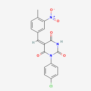 molecular formula C18H12ClN3O5 B3740094 1-(4-chlorophenyl)-5-(4-methyl-3-nitrobenzylidene)-2,4,6(1H,3H,5H)-pyrimidinetrione 