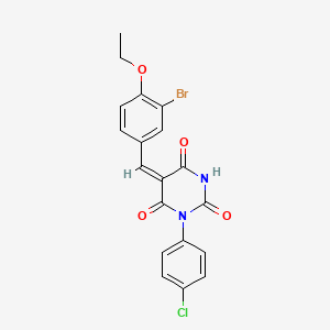 molecular formula C19H14BrClN2O4 B3740128 5-(3-bromo-4-ethoxybenzylidene)-1-(4-chlorophenyl)-2,4,6(1H,3H,5H)-pyrimidinetrione CAS No. 6068-98-0