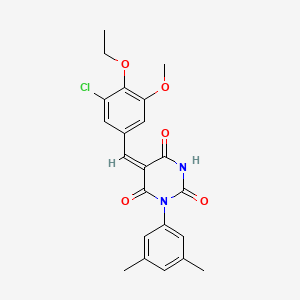 molecular formula C22H21ClN2O5 B3740178 5-(3-chloro-4-ethoxy-5-methoxybenzylidene)-1-(3,5-dimethylphenyl)-2,4,6(1H,3H,5H)-pyrimidinetrione 