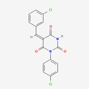 molecular formula C17H10Cl2N2O3 B3740207 5-(3-chlorobenzylidene)-1-(4-chlorophenyl)-2,4,6(1H,3H,5H)-pyrimidinetrione 