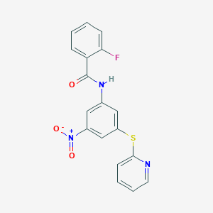 2-fluoro-N-[3-nitro-5-(2-pyridinylthio)phenyl]benzamide