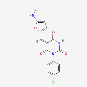 molecular formula C17H14ClN3O4 B3740350 1-(4-chlorophenyl)-5-{[5-(dimethylamino)-2-furyl]methylene}-2,4,6(1H,3H,5H)-pyrimidinetrione 