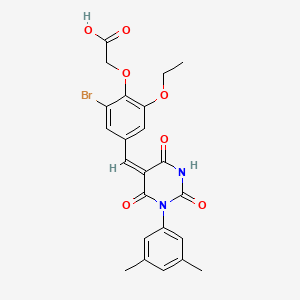 molecular formula C23H21BrN2O7 B3740389 (2-bromo-4-{[1-(3,5-dimethylphenyl)-2,4,6-trioxotetrahydro-5(2H)-pyrimidinylidene]methyl}-6-ethoxyphenoxy)acetic acid 