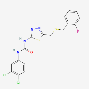 molecular formula C17H13Cl2FN4OS2 B3740423 N-(3,4-dichlorophenyl)-N'-(5-{[(2-fluorobenzyl)thio]methyl}-1,3,4-thiadiazol-2-yl)urea 