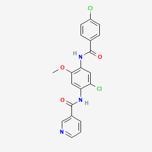 molecular formula C20H15Cl2N3O3 B3740439 N-{2-chloro-4-[(4-chlorobenzoyl)amino]-5-methoxyphenyl}nicotinamide 