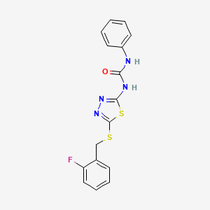 molecular formula C16H13FN4OS2 B3740448 N-{5-[(2-fluorobenzyl)thio]-1,3,4-thiadiazol-2-yl}-N'-phenylurea 