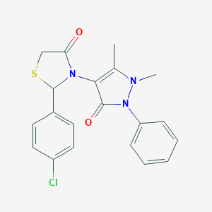 molecular formula C20H18ClN3O2S B374046 2-(4-chlorophenyl)-3-(1,5-dimethyl-3-oxo-2-phenyl-2,3-dihydro-1H-pyrazol-4-yl)-1,3-thiazolidin-4-one 