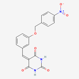 molecular formula C18H13N3O6 B3740476 5-{3-[(4-nitrobenzyl)oxy]benzylidene}-2,4,6(1H,3H,5H)-pyrimidinetrione 
