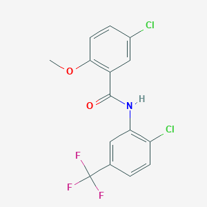 molecular formula C15H10Cl2F3NO2 B3740481 5-chloro-N-[2-chloro-5-(trifluoromethyl)phenyl]-2-methoxybenzamide 