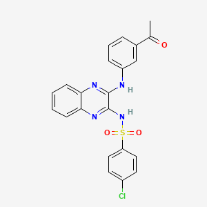 molecular formula C22H17ClN4O3S B3740486 N-{3-[(3-acetylphenyl)amino]-2-quinoxalinyl}-4-chlorobenzenesulfonamide 