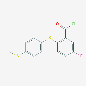 molecular formula C14H10ClFOS2 B374060 5-Fluoro-2-{[4-(methylsulfanyl)phenyl]sulfanyl}benzoyl chloride 