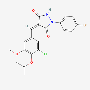 molecular formula C20H18BrClN2O4 B3740648 1-(4-bromophenyl)-4-(3-chloro-4-isopropoxy-5-methoxybenzylidene)-3,5-pyrazolidinedione 