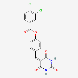 molecular formula C18H10Cl2N2O5 B3740720 4-[(2,4,6-trioxotetrahydro-5(2H)-pyrimidinylidene)methyl]phenyl 3,4-dichlorobenzoate 