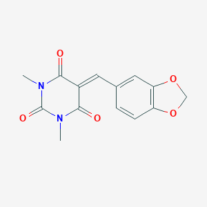 molecular formula C14H12N2O5 B374078 5-Benzo[1,3]dioxol-5-ylmethylene-1,3-dimethyl-pyrimidine-2,4,6-trione CAS No. 143208-55-3
