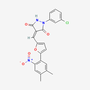 molecular formula C22H16ClN3O5 B3740816 1-(3-chlorophenyl)-4-{[5-(4,5-dimethyl-2-nitrophenyl)-2-furyl]methylene}-3,5-pyrazolidinedione 
