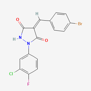molecular formula C16H9BrClFN2O2 B3740830 4-(4-bromobenzylidene)-1-(3-chloro-4-fluorophenyl)-3,5-pyrazolidinedione 