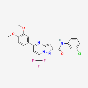molecular formula C22H16ClF3N4O3 B3740890 N-(3-chlorophenyl)-5-(3,4-dimethoxyphenyl)-7-(trifluoromethyl)pyrazolo[1,5-a]pyrimidine-2-carboxamide 