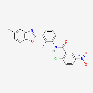 2-chloro-N-[2-methyl-3-(5-methyl-1,3-benzoxazol-2-yl)phenyl]-5-nitrobenzamide