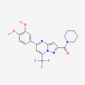 molecular formula C21H21F3N4O3 B3740947 5-(3,4-dimethoxyphenyl)-2-(1-piperidinylcarbonyl)-7-(trifluoromethyl)pyrazolo[1,5-a]pyrimidine 