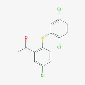 molecular formula C14H9Cl3OS B374104 1-{5-Chloro-2-[(2,5-dichlorophenyl)sulfanyl]phenyl}ethanone 