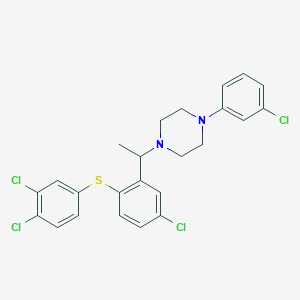 4-Chloro-2-{1-[4-(3-chlorophenyl)-1-piperazinyl]ethyl}phenyl 3,4-dichlorophenyl sulfide