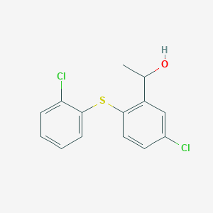 molecular formula C14H12Cl2OS B374109 1-{5-Chloro-2-[(2-chlorophenyl)sulfanyl]phenyl}ethanol 