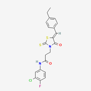molecular formula C21H18ClFN2O2S2 B3741191 N-(3-chloro-4-fluorophenyl)-3-[5-(4-ethylbenzylidene)-4-oxo-2-thioxo-1,3-thiazolidin-3-yl]propanamide 