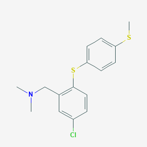 molecular formula C16H18ClNS2 B374120 N-(5-chloro-2-{[4-(methylsulfanyl)phenyl]sulfanyl}benzyl)-N,N-dimethylamine 