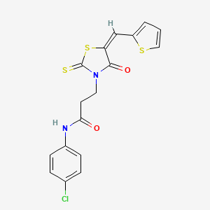 molecular formula C17H13ClN2O2S3 B3741210 N-(4-chlorophenyl)-3-[4-oxo-5-(2-thienylmethylene)-2-thioxo-1,3-thiazolidin-3-yl]propanamide 