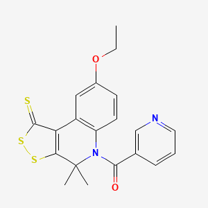 molecular formula C20H18N2O2S3 B3741248 8-ethoxy-4,4-dimethyl-5-(3-pyridinylcarbonyl)-4,5-dihydro-1H-[1,2]dithiolo[3,4-c]quinoline-1-thione 