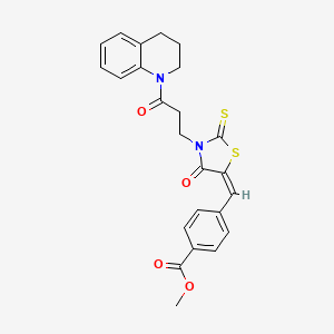 molecular formula C24H22N2O4S2 B3741366 methyl 4-({3-[3-(3,4-dihydro-1(2H)-quinolinyl)-3-oxopropyl]-4-oxo-2-thioxo-1,3-thiazolidin-5-ylidene}methyl)benzoate 