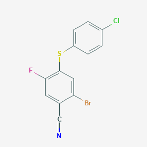 molecular formula C13H6BrClFNS B374141 2-Bromo-4-[(4-chlorophenyl)sulfanyl]-5-fluorobenzonitrile 