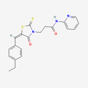 molecular formula C20H19N3O2S2 B3741442 3-[5-(4-ethylbenzylidene)-4-oxo-2-thioxo-1,3-thiazolidin-3-yl]-N-2-pyridinylpropanamide 