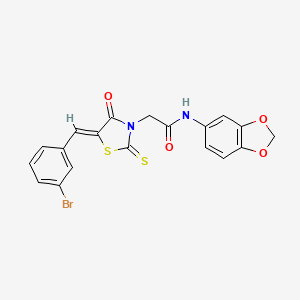 N-1,3-benzodioxol-5-yl-2-[5-(3-bromobenzylidene)-4-oxo-2-thioxo-1,3-thiazolidin-3-yl]acetamide